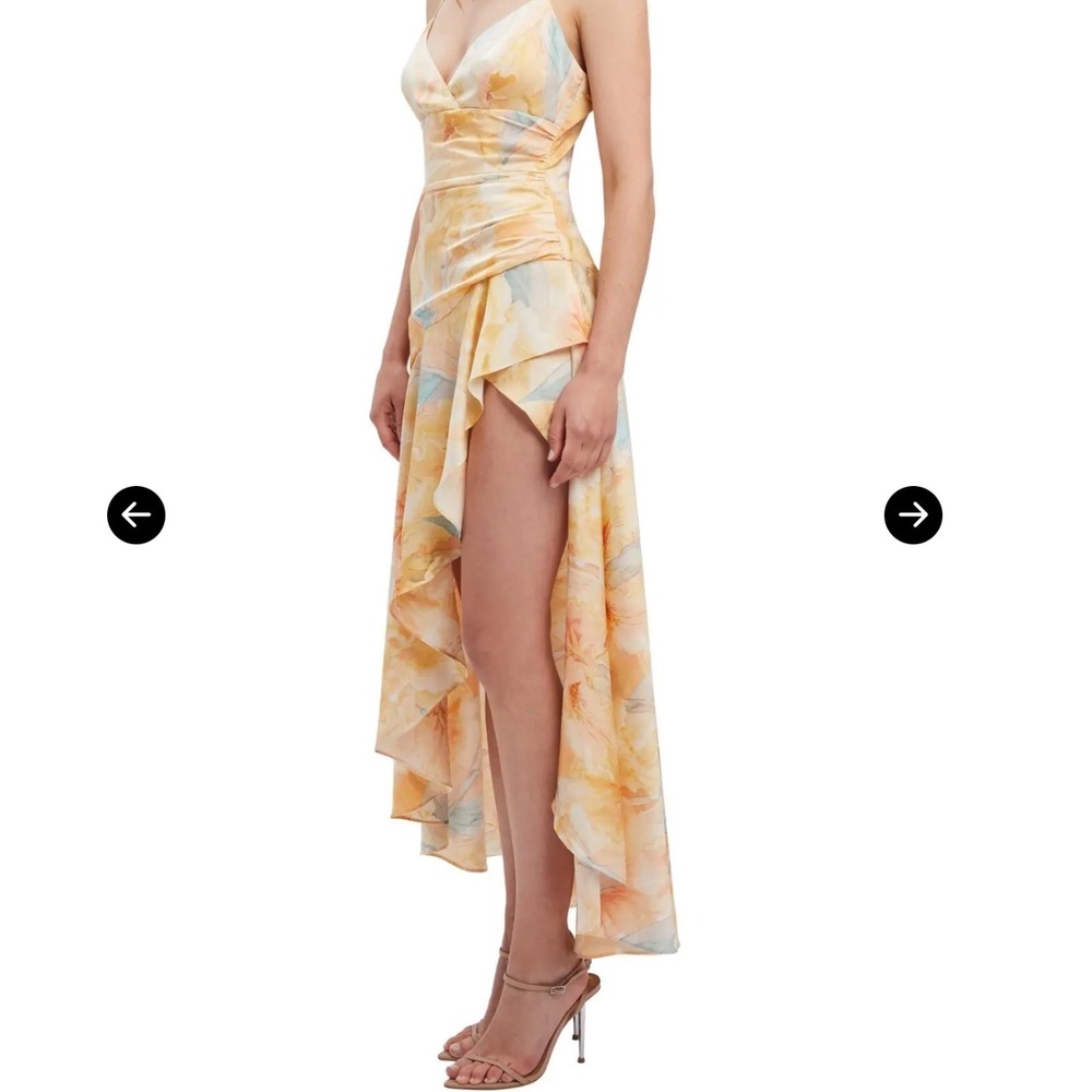 Bardot Kalani floral print satin high low midi dress size US 12 - Picture 12 of 12